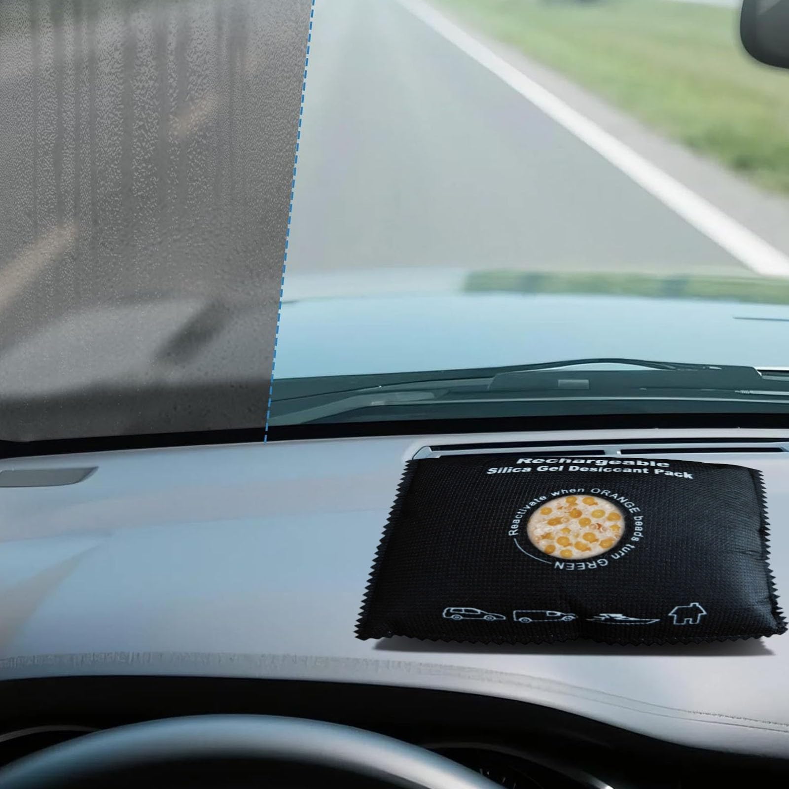 Sac déshumidificateur de voiture réutilisable pour pare-brise, absorbeur d'humidité compact pour véhicule de voiture et caravanes pour éviter l'humidité, la condensation (8, bleu)