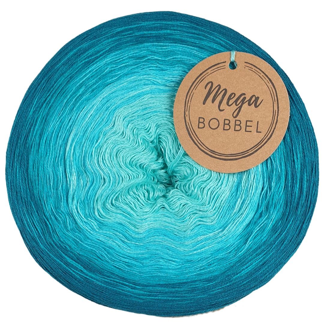 MegaBobbel*Aquamarin*A375* (Außenfarbe: Dschungel) Farbverlaufsgarn - Lace Garn Bobbel Wolle zum Häkeln & Stricken (4 fädig, 3750m)