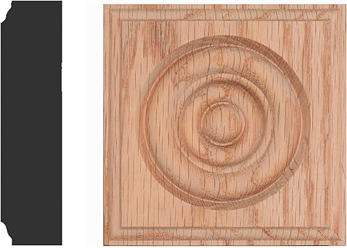 House of Fara Roble Rojo Sólido 7/8 x 3-1/2 Roseta Bloque