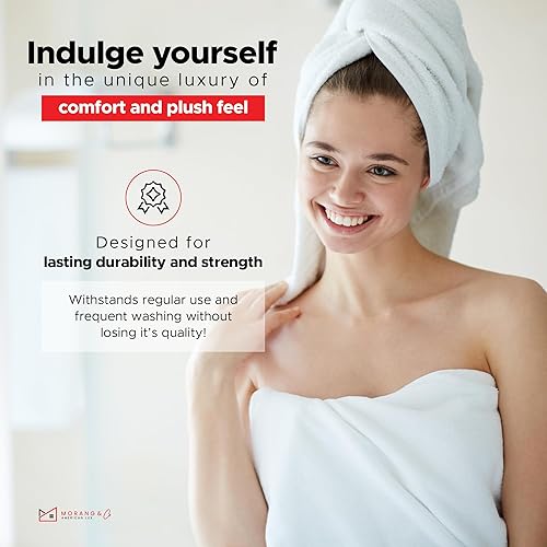 Miniatura 4 de MORANG & CO, Toalla de baño, algodón, serie Blesed, 2 unidades, 31 x 63 pulgadas, 28.22 oz (blanco)