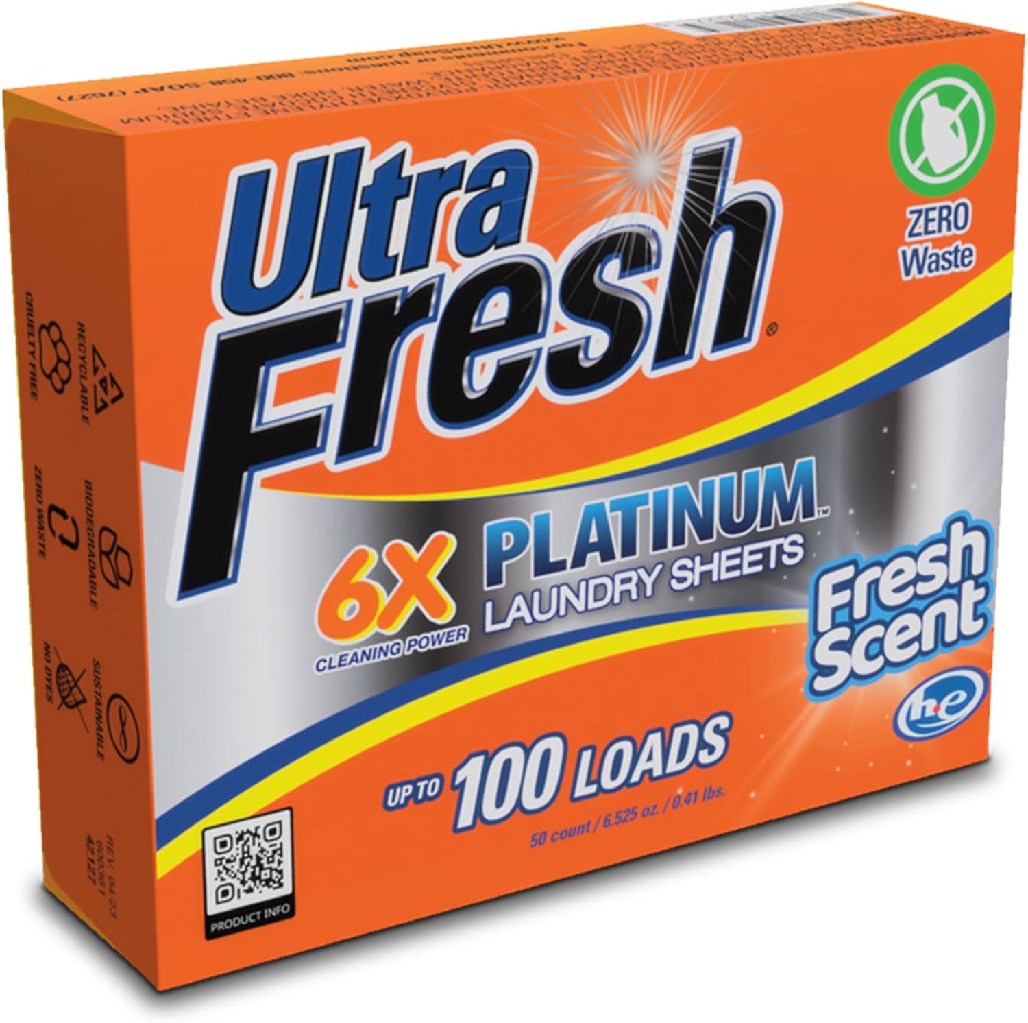 Ultra Fresh Platinum 4 Pack Laundry Soap Detergent Sheets, Ultra Concentrated, Stain Fighting, Fresh Scent, 400 Loads