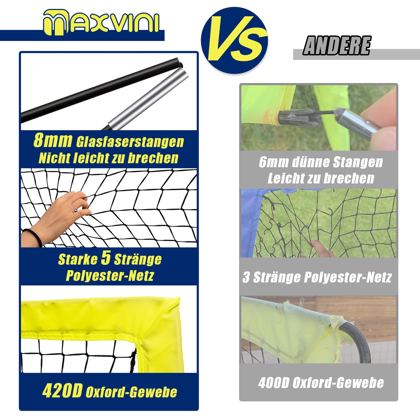 Buts de Football pour Jardin Enfants 90x74x74cm Cage de Foot Pop-Up Pliable Lot de 2 Exterieur Indoor/Outdoor