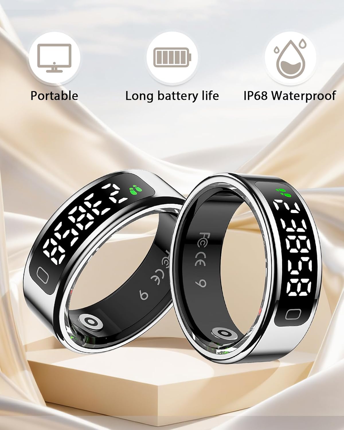 Smart Ring for Women,Fitness Tracker Ring with Monitors Heart Rate,Blood Oxygen,Sleep,Stress and 60 Health Metrics(Sliver, 10)