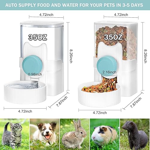 Miniatura 4 de ShineMe - Comedero automático para gatos y dispensador de agua, 35 onzas, comedero automático por gravedad para colgar alimentos y agua para