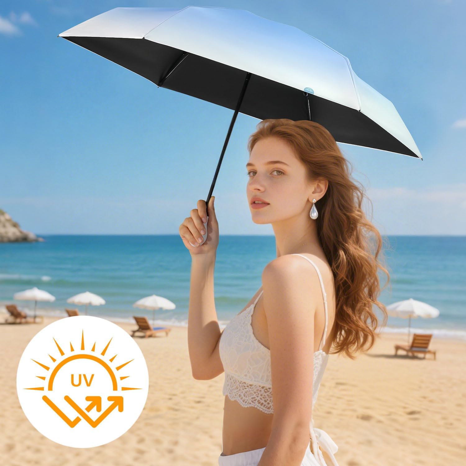 LEAGERA Mini Travel Umbrella UPF 50+ - Folding Portable Compact Umbrella for Purse Lightweight Tiny Trendy UV Protection Umbrellas for Women Girls - Image 2