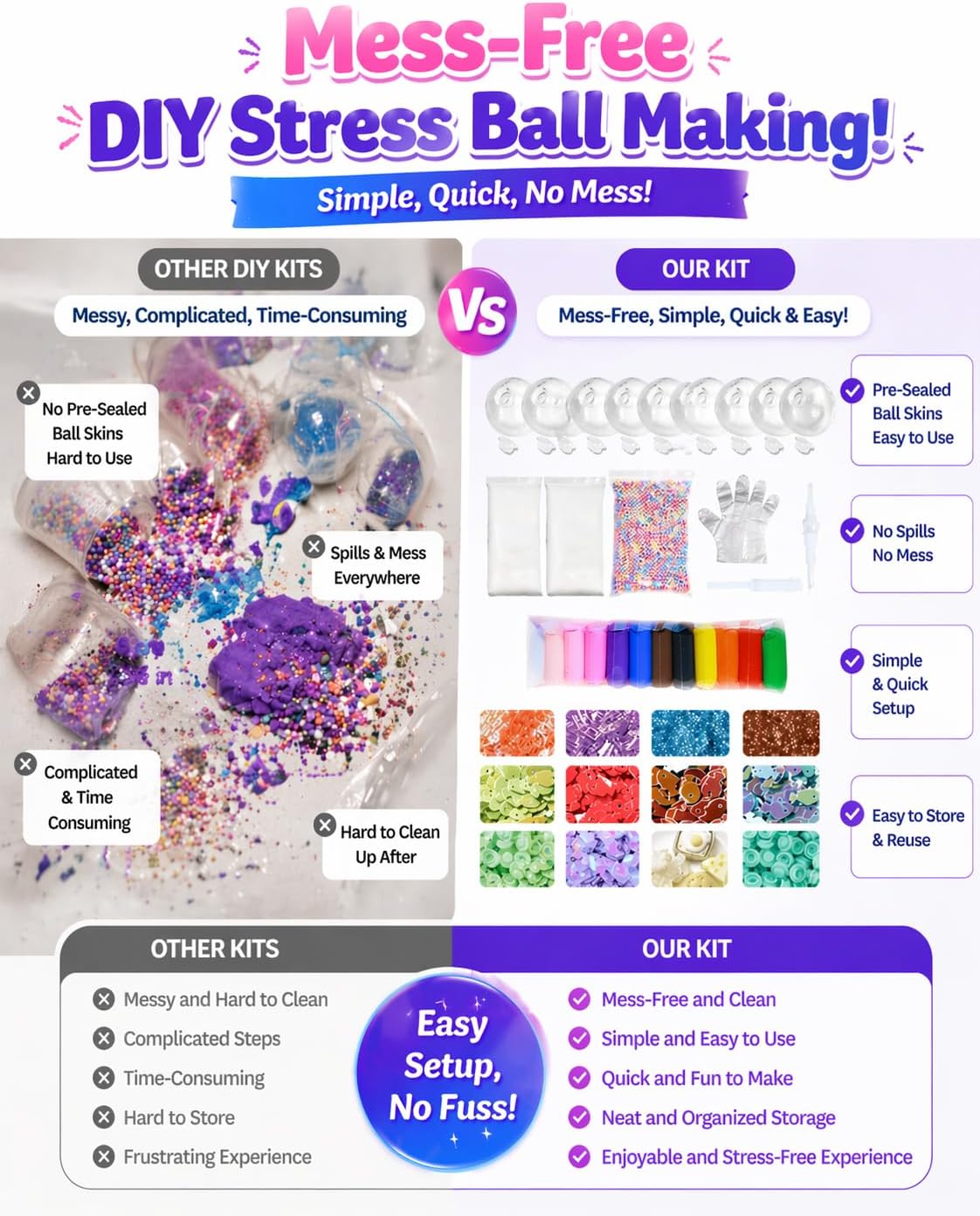 DIY Stress Ball Making Kit Squishy Casing Skin Empty Maker Vacuum Glue Seal Outside Bead Clay Filled Stressball Set Silicone Bouncy Fillable Sand Squishymaking Supplies Handmade