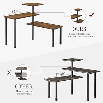 OUTREE 3 Tier Kitchen Countertop Organizer Spice Rack With Hooks,Adjustable Corner
