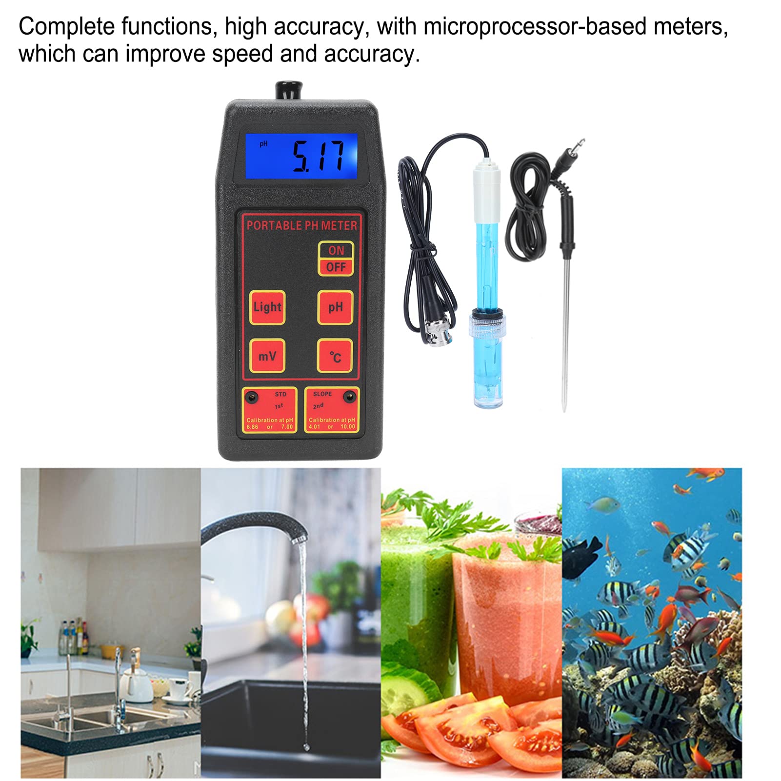 Tester di qualità dell'acqua 3 in 1 Rilevatore di misuratore di temperatura PH ORP multifunzionale Display LCD digitale portatile ad alta precisione per laboratorio di piscine