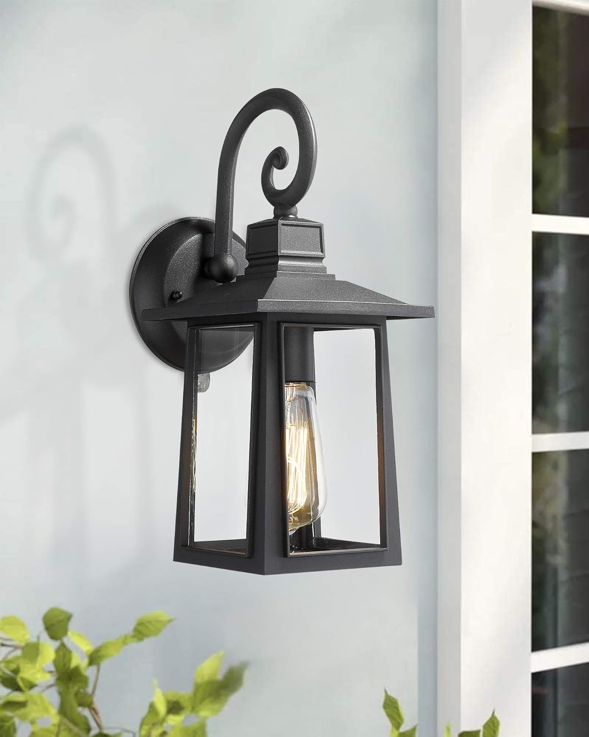 EAPUDUN Outdoor Wall Light Fixture, 1-Light Exterior Wall Sconce for Porch & Patio, Matte Black Die-Cast Aluminum with Clear Glass Shade, WLA1298-MBK