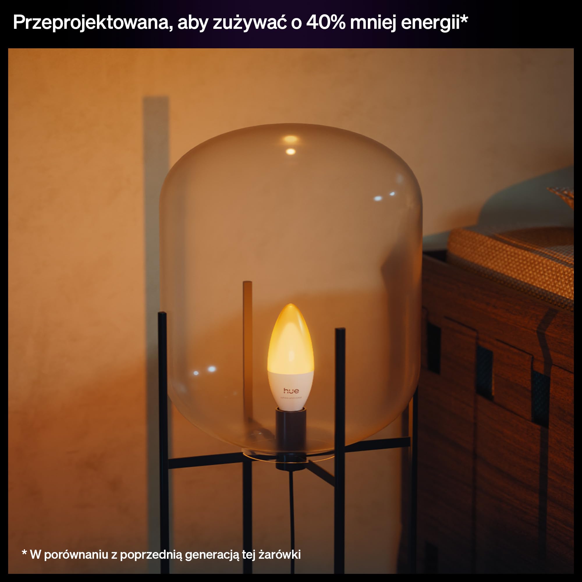 Philips Hue Smart Żarówka Świeca LED, B39, E14, White Ambiance, Pełne Spektrum 1000 K–20000 K, 500 lm, Bardzo Niski Poziom Przyciemniania, Chromasync, Alexa, Google Home, Apple Home, 3 szt.