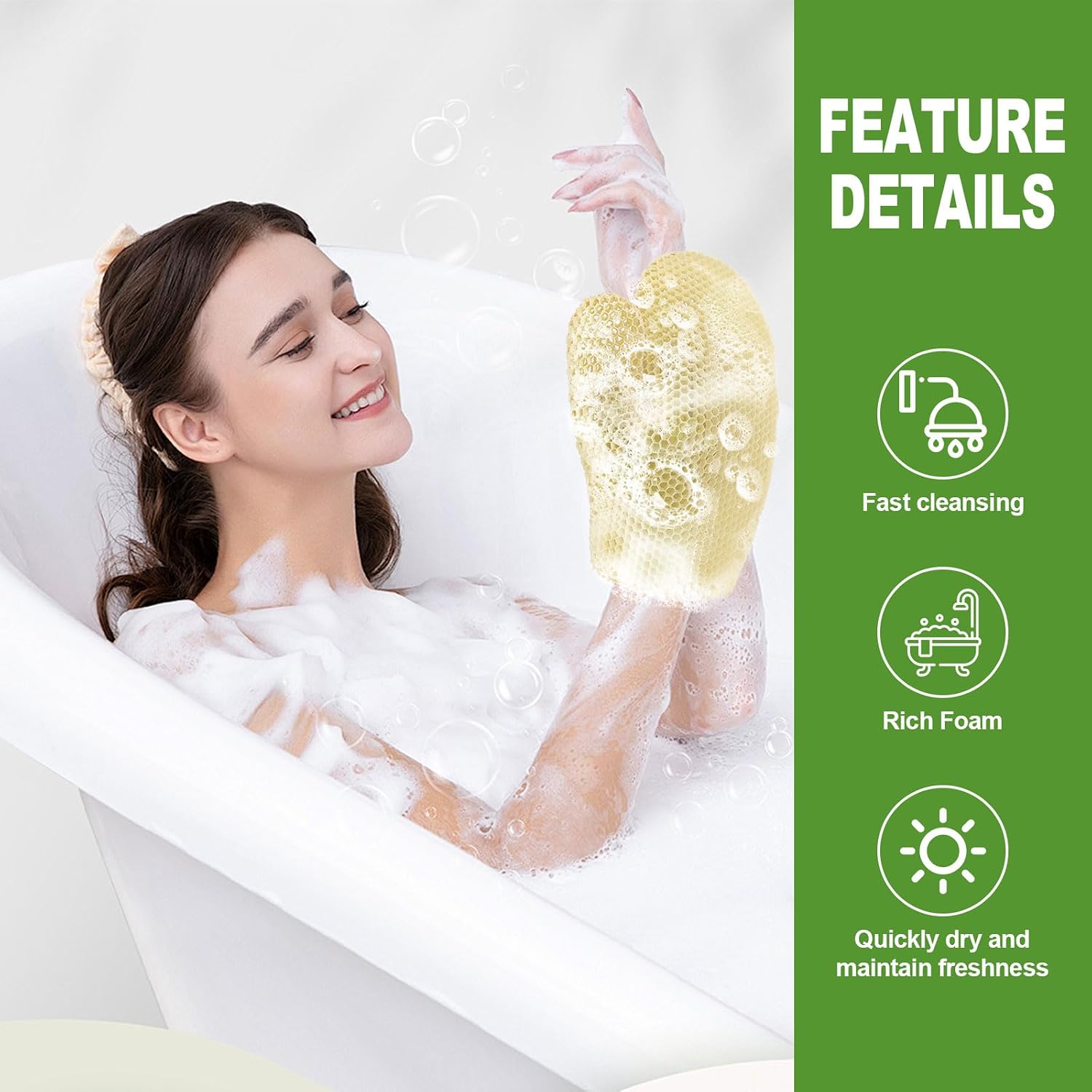 Honeycomb Exfoliating Shower Mitt, Bath Glove for Skin Cleansing image 4