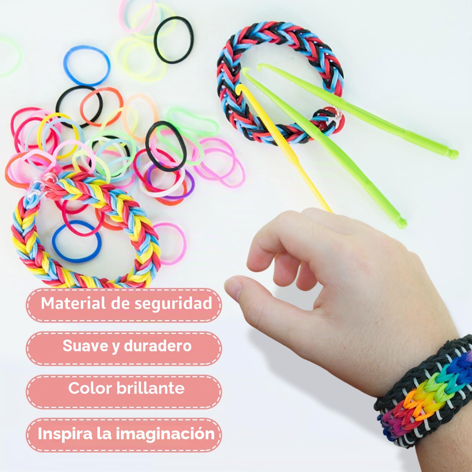 Gomas Para Hacer Pulseras Jsdoin 2700+ 40 Rejilla Gomas Elásticas Plásticas kit 30 Colores para Niños de Anillos y Collares de Bricolaje goma de telar con clips, cuentas y otros accesorios