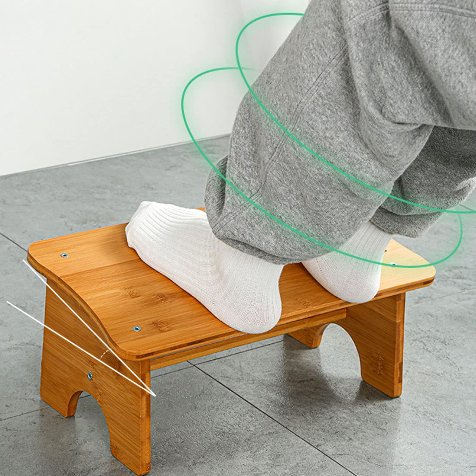 Repose-pieds Ergonomique Sous Le Bureau, Repose-pieds De Bureau Avec 5 Positions Réglables En Hauteur, Tabouret En Bambou Avec Rouleau De Massage Et Fond Antidérapant Pour La Maison, Le Bureau
