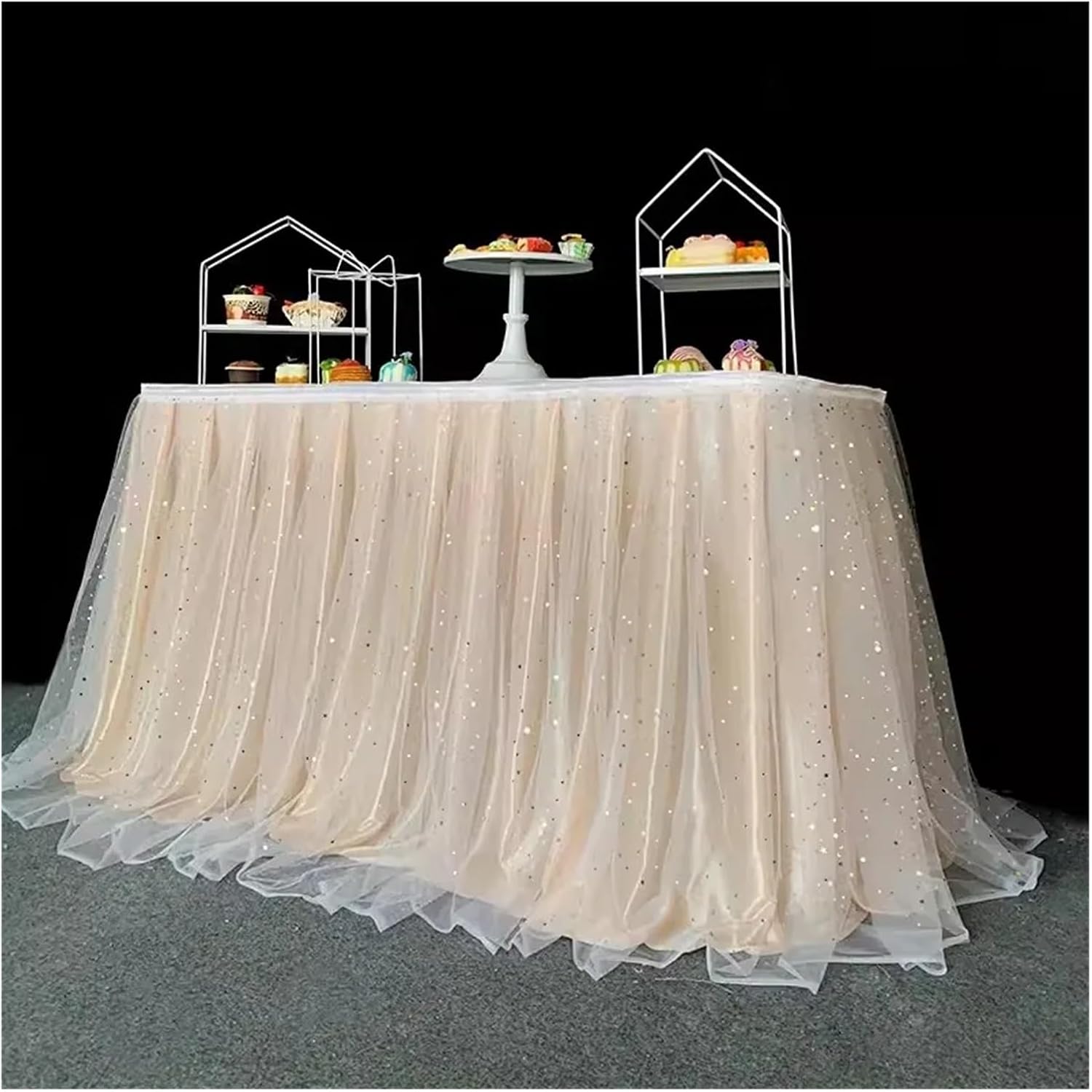 Table Skirts Tutu Skirt For Wedding Birthday Party Tulle Decoration Tablecloth(Light Blue,L9ft X H30in)