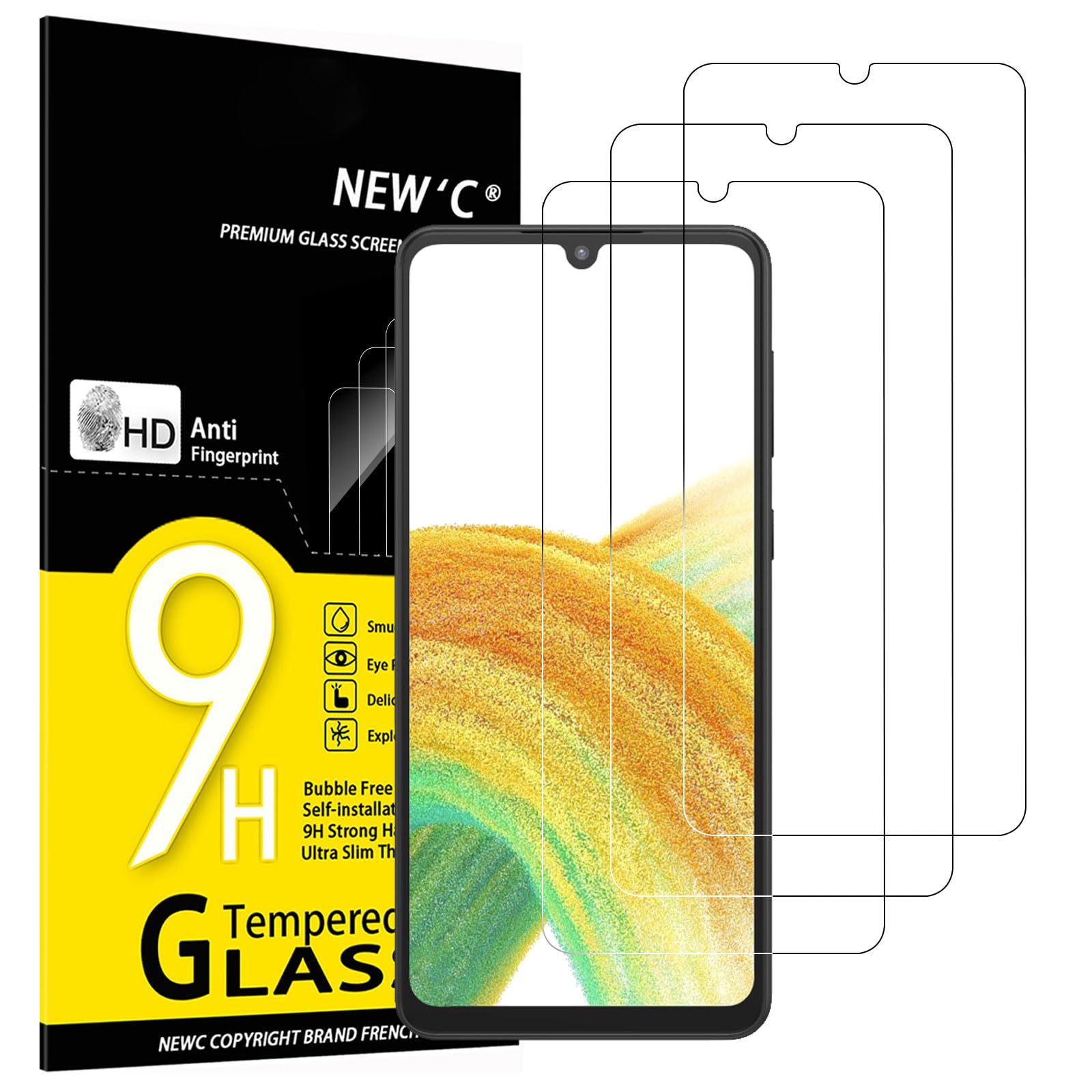 NEW'C 3 Stück für Samsung Galaxy A32 5G für Panzerglas, Frei von Kratzern, 9H Härte, HD Displayschutzfolie, 0.33mm Ultra-klar, Ultrabeständig