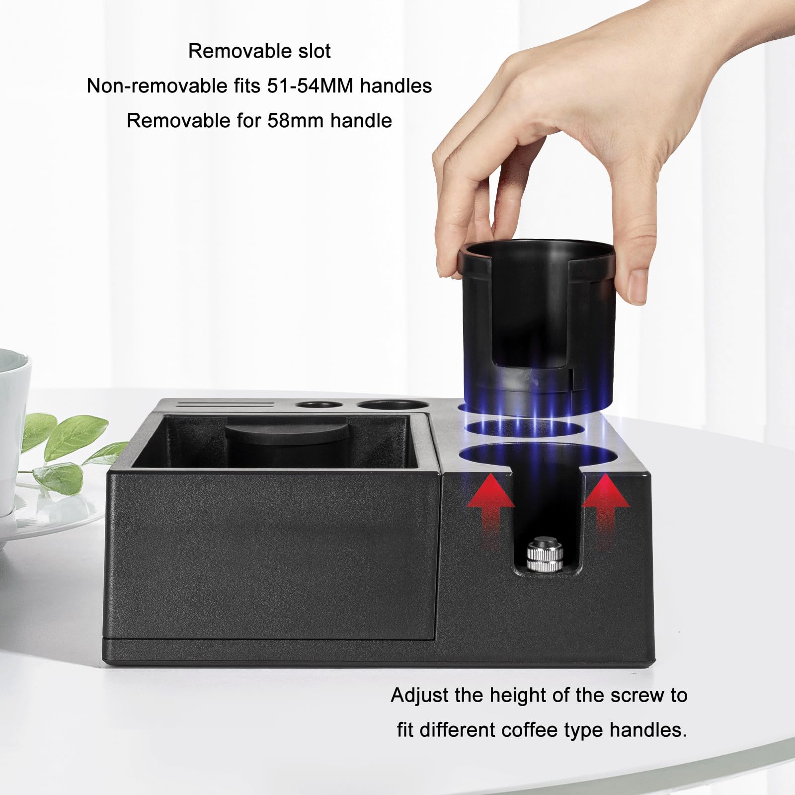 Stazione Tamper, Tamper Station in ABS per Portafiltro da 51–58 mm, per Macchina da Caffè Espresso Barista,Stazione Tamper a Cassetto, Coffee Tamping Station,Barista Station