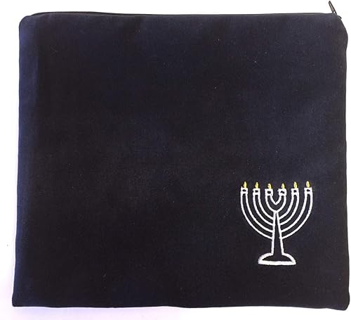 Vista 3 de Menorah Conjunto Tallit Azul Marino