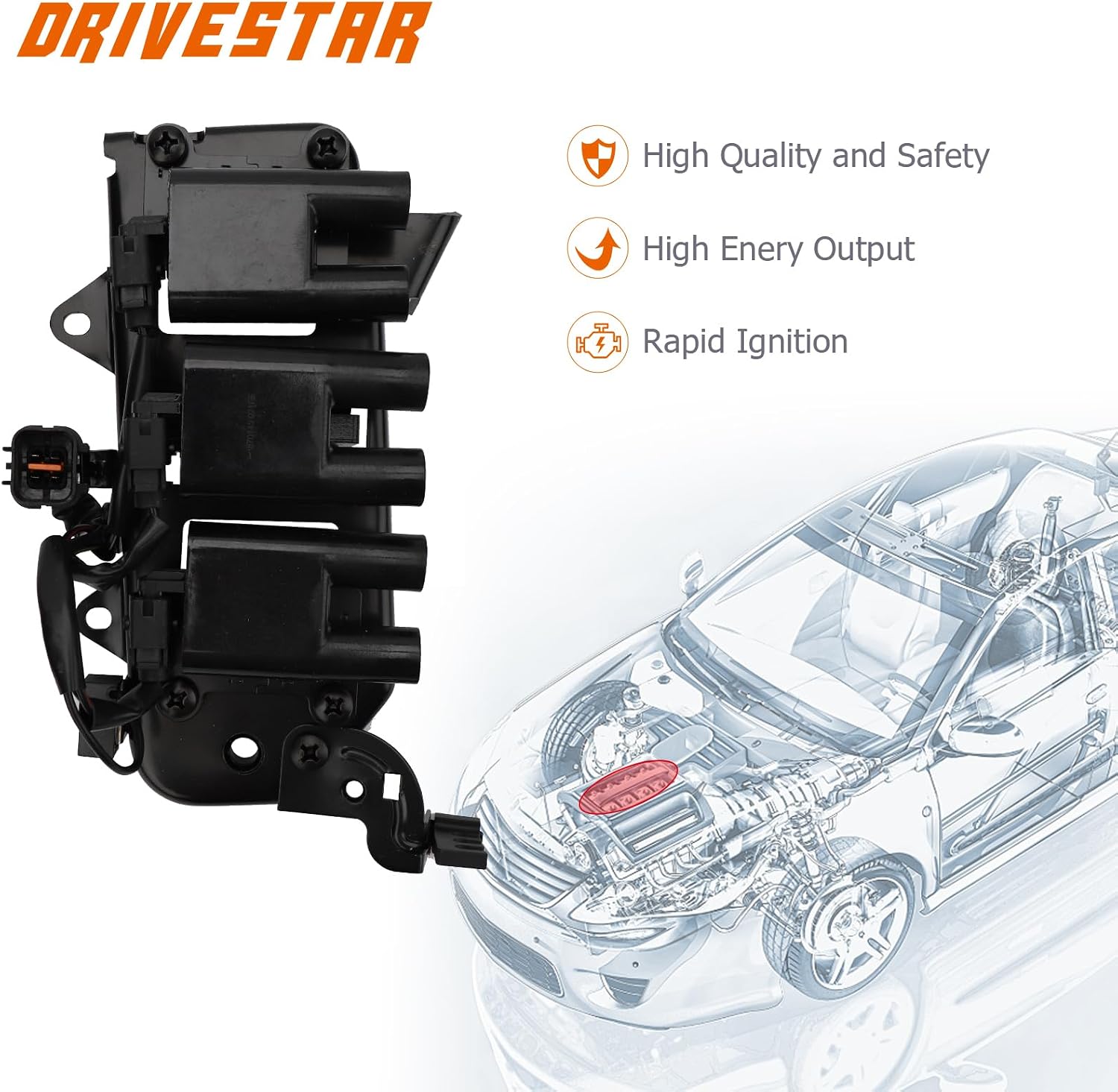Ignition Coil Pack Compatible for Hyundai Santa Fe GLS 2001 2002 2003 2004 2005 2006 2.7L V6 Replacement for UF425 C1352 UF357