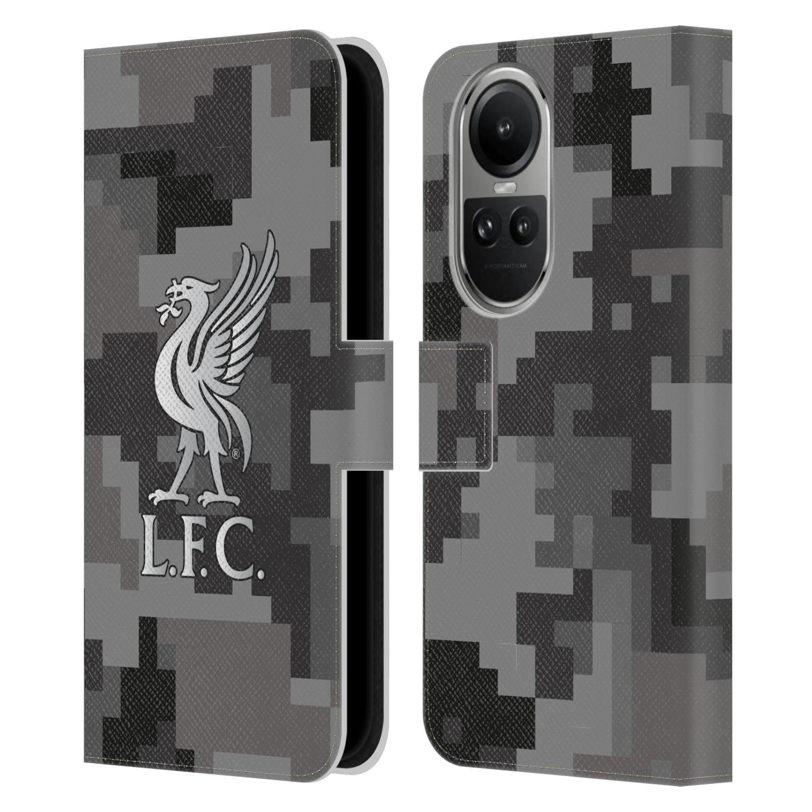 Head Case Designs Officially Licensed Liverpool Football Club Away Colours Digital Camouflage Leather Wallet Case Compatible With Oppo Reno10 5G / Reno10 Pro 5G