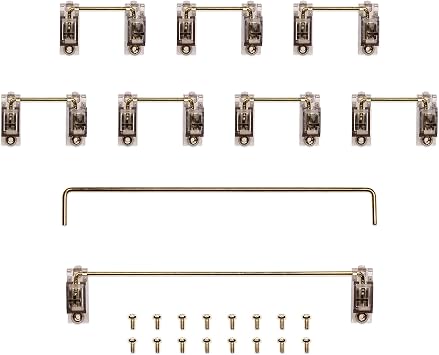KPREPUBLIC Everglide V2 Transparent Gold Plated PCB Screw in Stabilizer for Custom Mechanical Keyboard gh60 xd64 xd84 6.25x 2X xd96 xd87 (EG V2 Black 104 Plus x1)