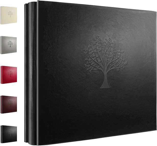 Rdylymx Photo Album 6 x 4 600 Pockets Photos, Black Leather Cover, Extra Large Capacity Family Wedding Baby Anniversary Valentines Picture Albums Holds 600 Portrait and Landscape Photos