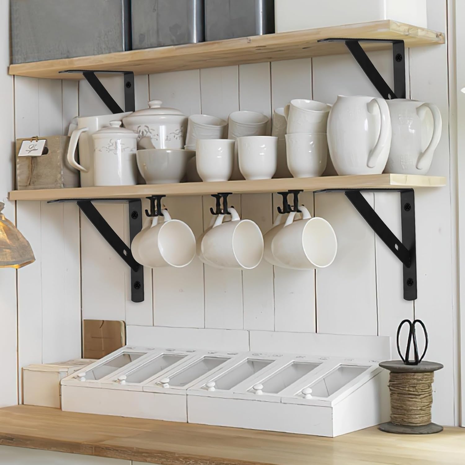 Heavy Duty Shelf Brackets - 8 Pcs Metal Wall Mount L Shaped Shelves Support Angle Brackets (7.87x4.72 inch)