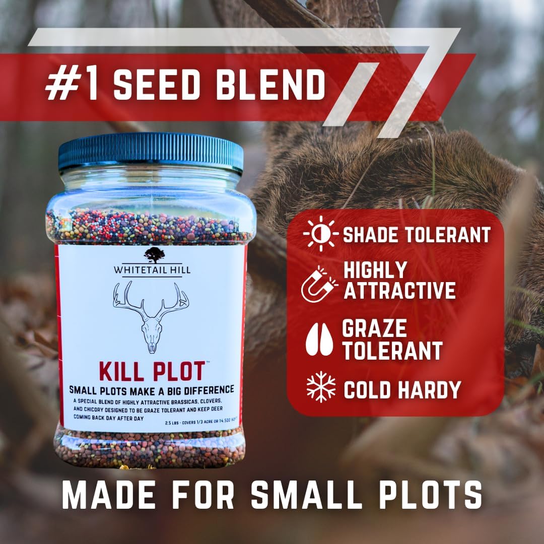 Kill Plot Food Seed Mix for Deer, 1/3 Acres or 3 Acres, Highly Attractive Mix of Brassicas, Clovers, and Chicory, Made for Small Plots