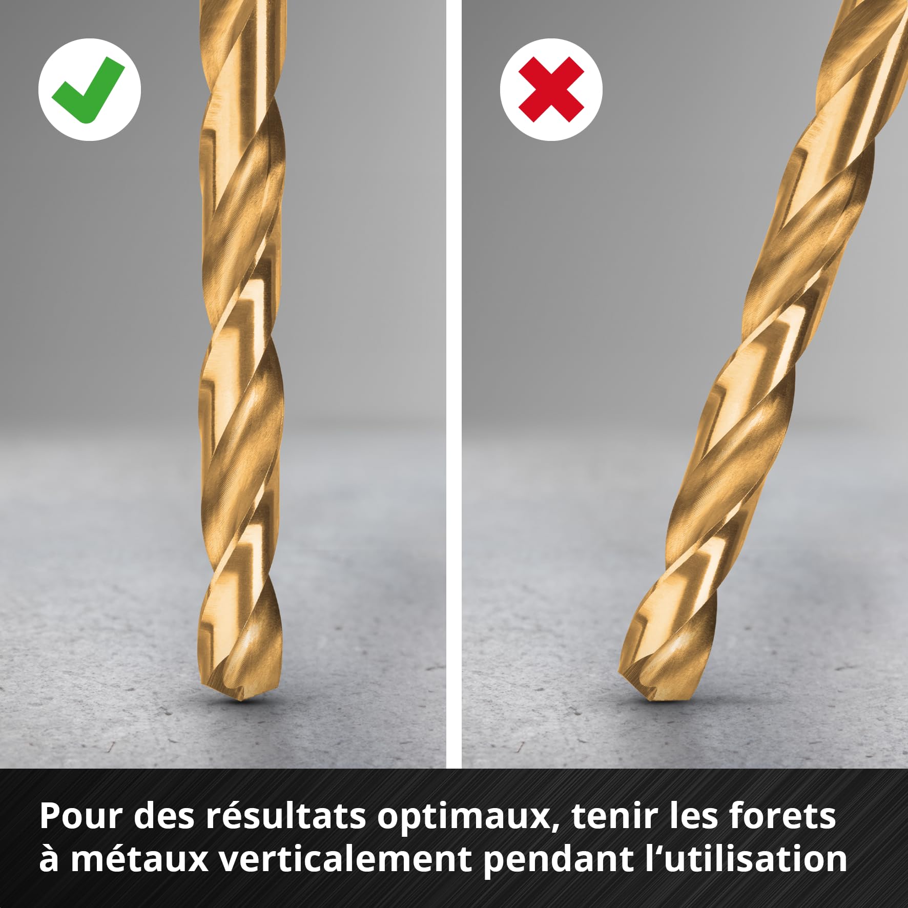 Einhell 19 pièces jeu de forets métal HSS-G TiN, Ø 1–10 mm | Acier HSS | revêtement nitrure de titane | pointe Split Point 135° | spirale N fraisée | queue cylindrique | coffret incl.