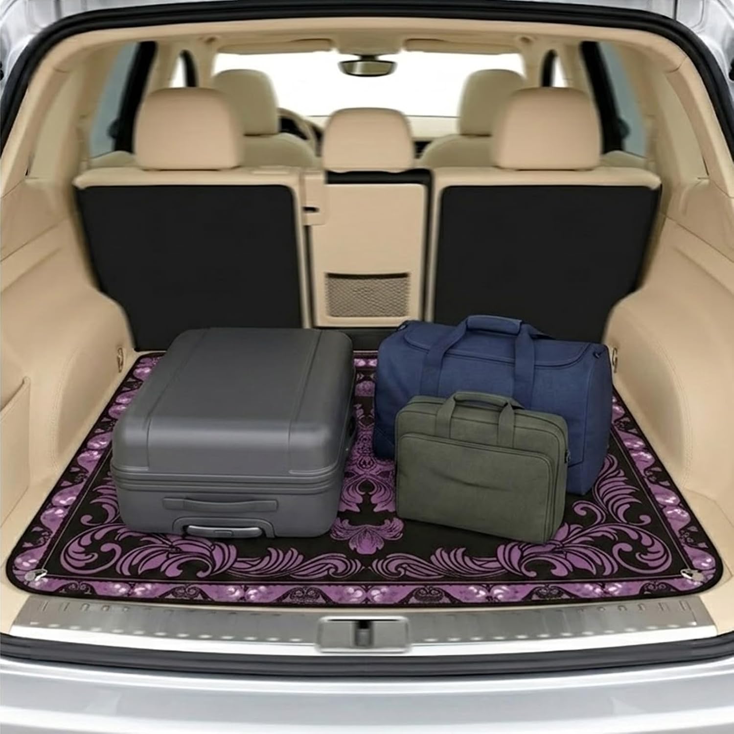 Trunk Mat Universal Car Trunk Mat 29" x 39", Beautiful All Weather Trunk Protection Cargo Liner, Stylish Vehicle Interior Accessories Suitable for Most Car Models (Blue)