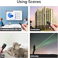 Vista 5 de [Profesional] Puntero láser recargable verde de alta potencia con haz verde de larga distancia para pantallas TV/LED/LCD, linternas tácticas