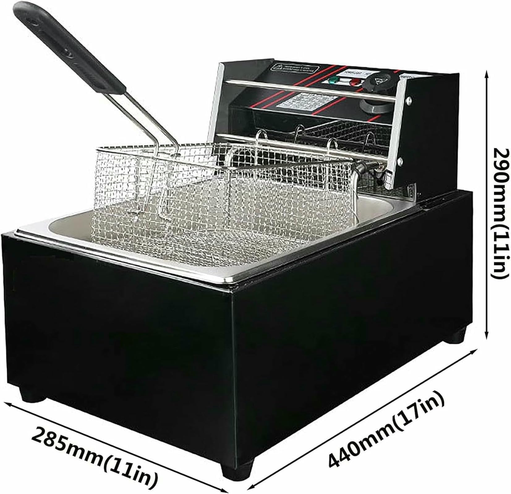 Friggitrice elettrica Professionale con cestello per Olio, friggitrice elettrica Professionale da 10 Litri, friggitrice elettrica da banco in Acciaio Inossidabile da 2500 W cestello~/