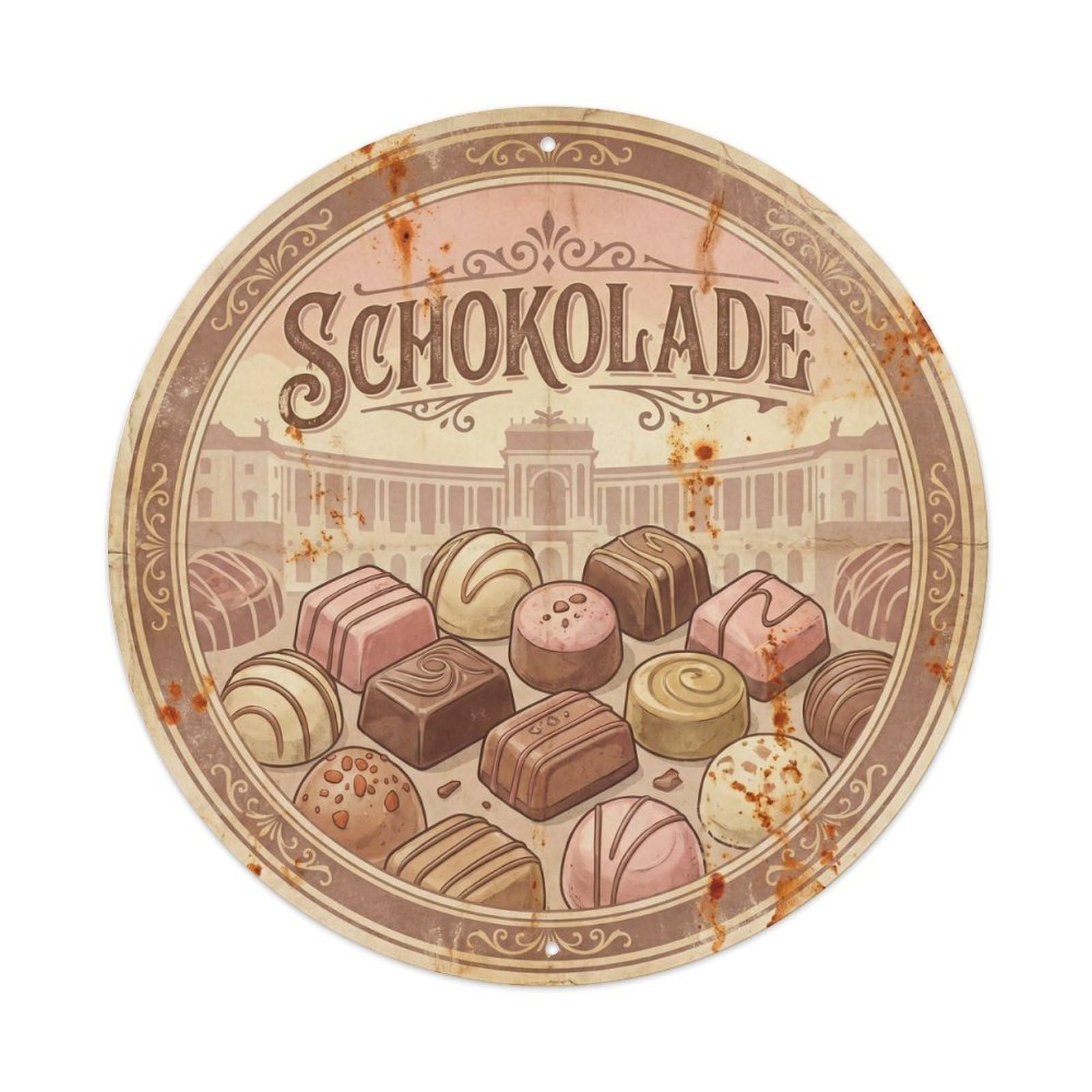 Sweet Market Chocolate Bar Austrian Vintage Travel Metal Tin Sign