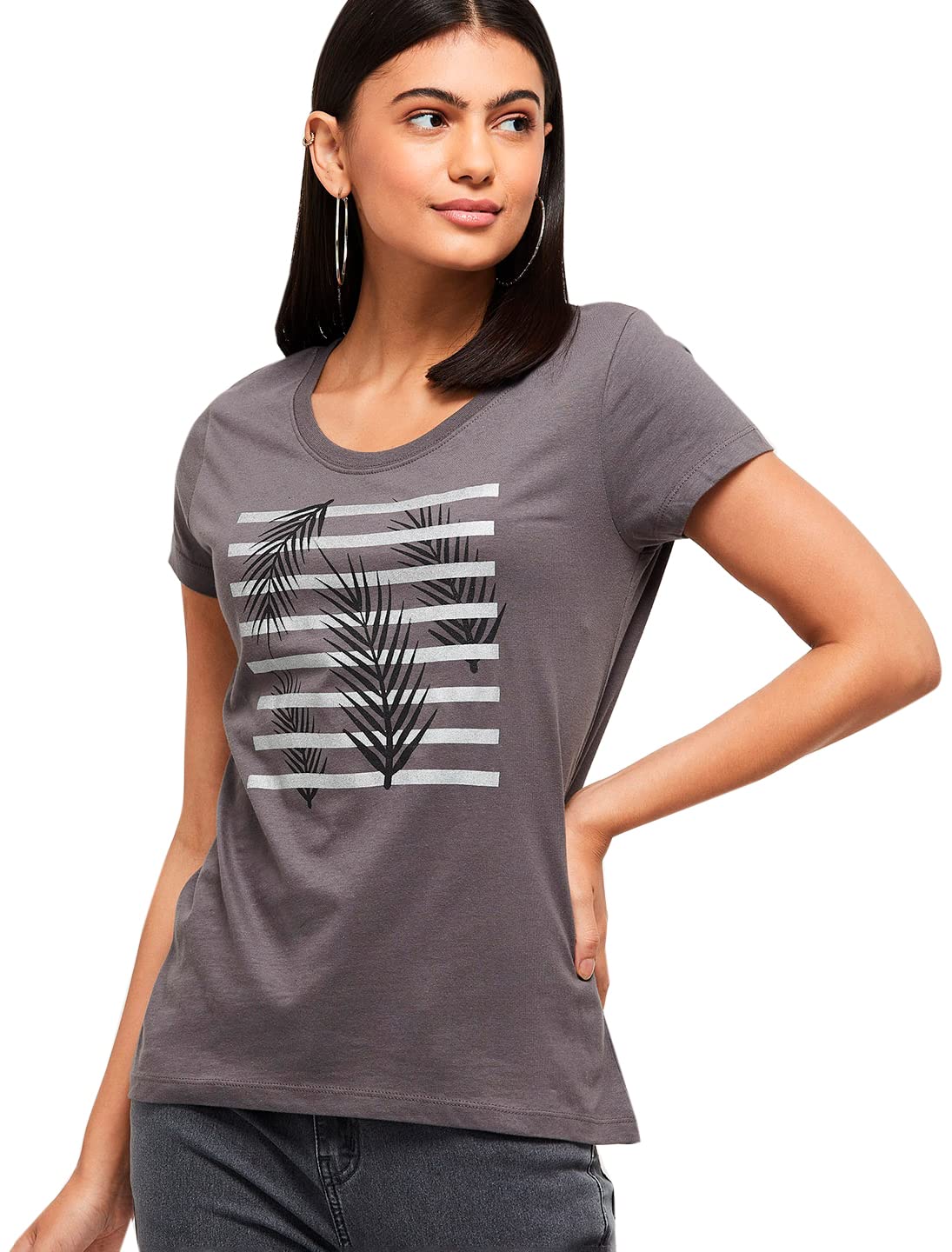 max Women's Printed Round Neck Regular Fit T-Shirt-picture-36