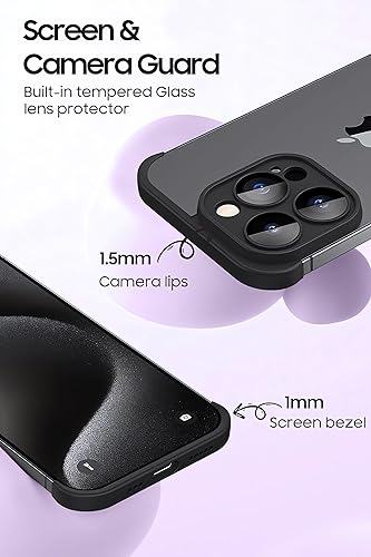 Miniatura 4 de Funda sin marco para iPhone 15 Pro Max con protector de lente de cámara, funda delgada de TPU suave a prueba de golpes, carcasa minimalista pero