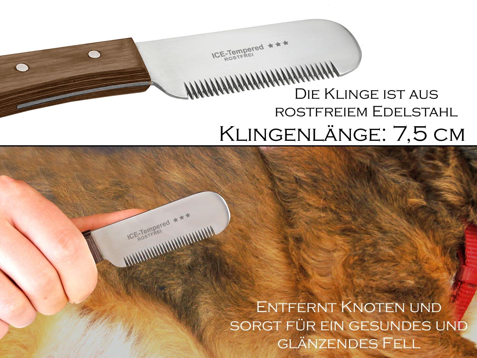 Trimmmesser Set für Hunde und Katzen 3-teiliger Satz Haustier Trimmer - Hundefellpflege Kamm - Unterwolle Fellmesser Hundeschere aus Edelstahl für Langhaar und Kurzhaar
