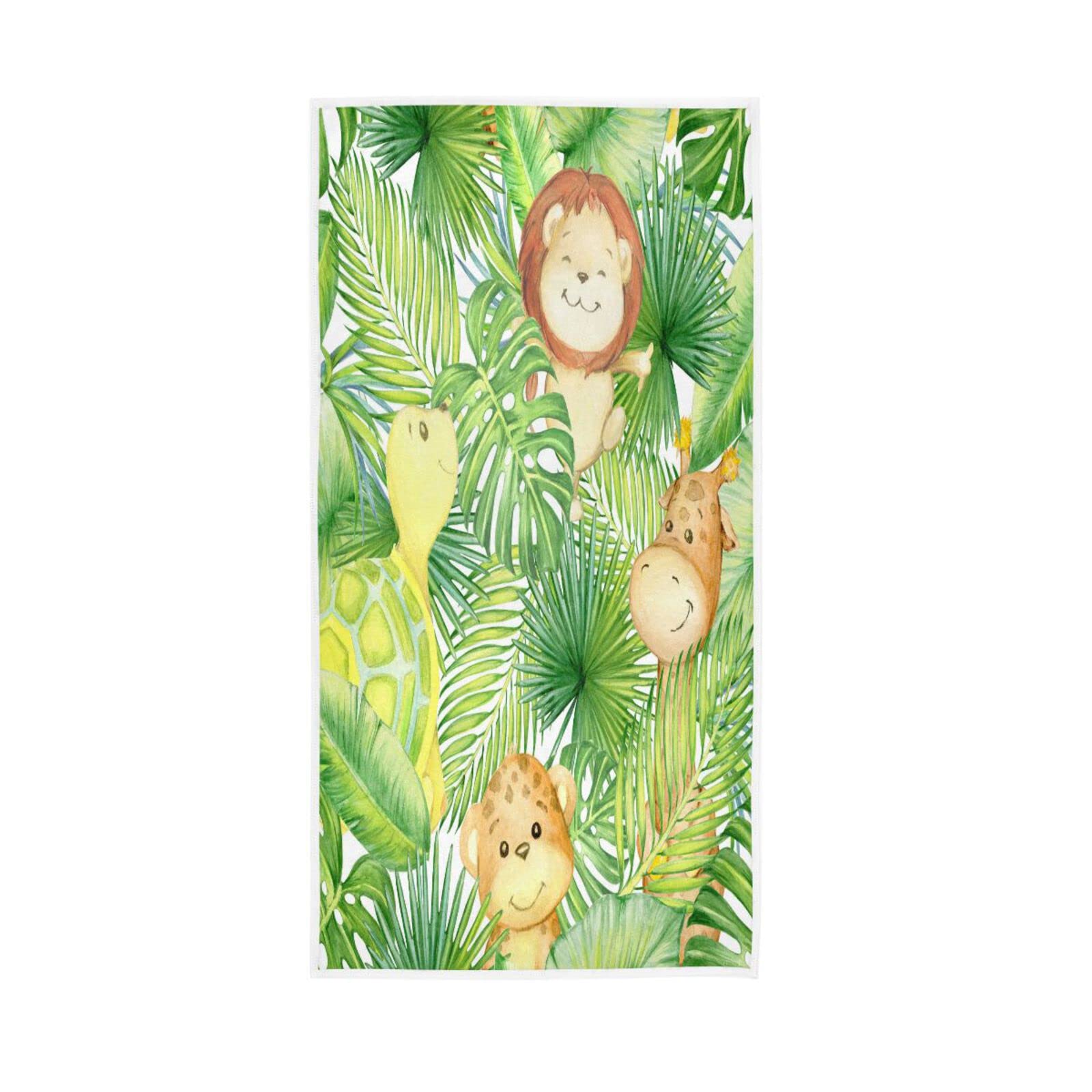 LSRCPD Hand Towels Tropical Animal Palm Leaves Decor Fingertip Soft Face Towel Absorbent Bathroom Kitchen Towels
