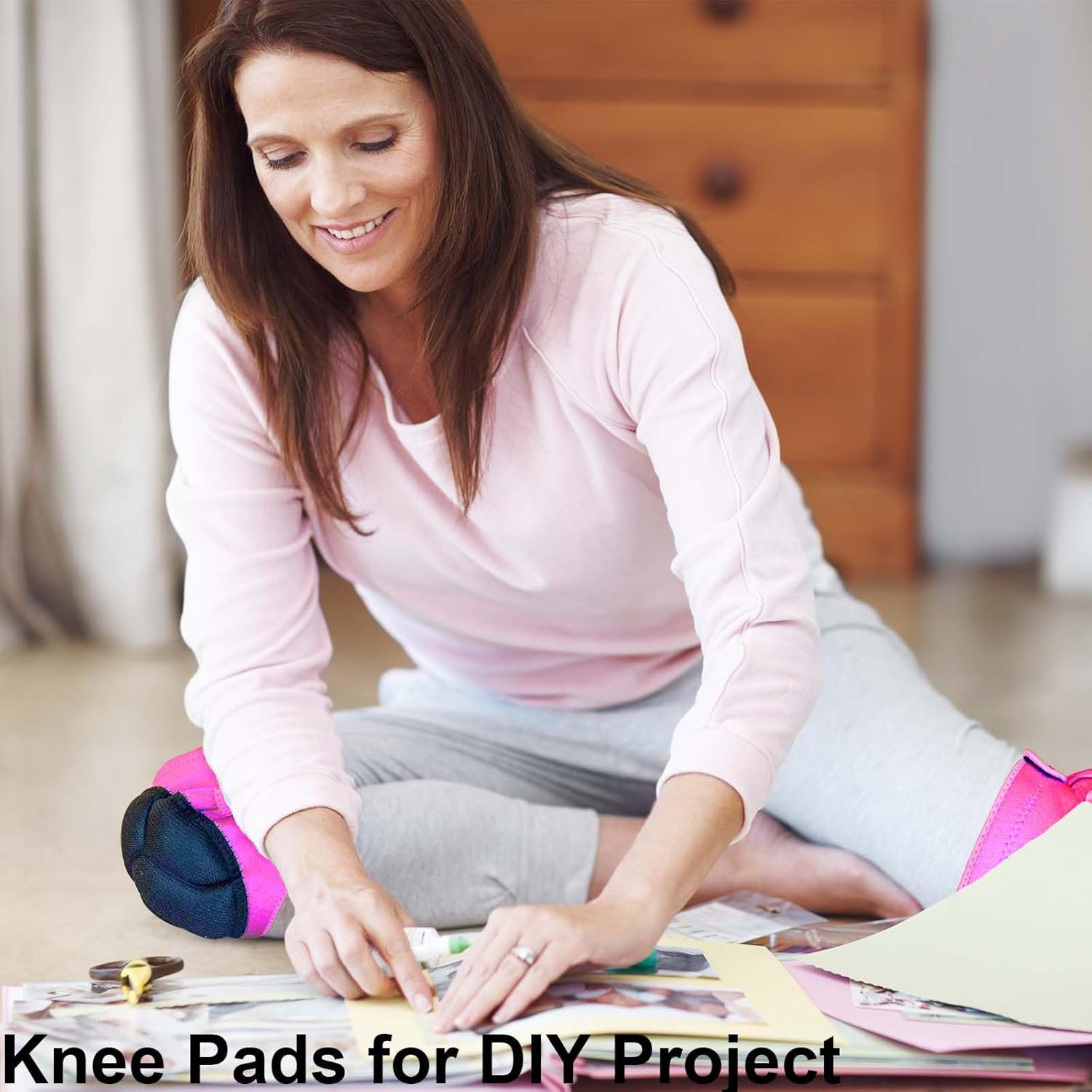 2 Pairs Women's Gardening Knee Pads for Work, Waterproof Kneepads with Thick Foam Padding for Kneeling on Concrete Floors, Soft Cushion Knee Pad for Cleaning, Flooring, Crawling, Weeding, Pink M