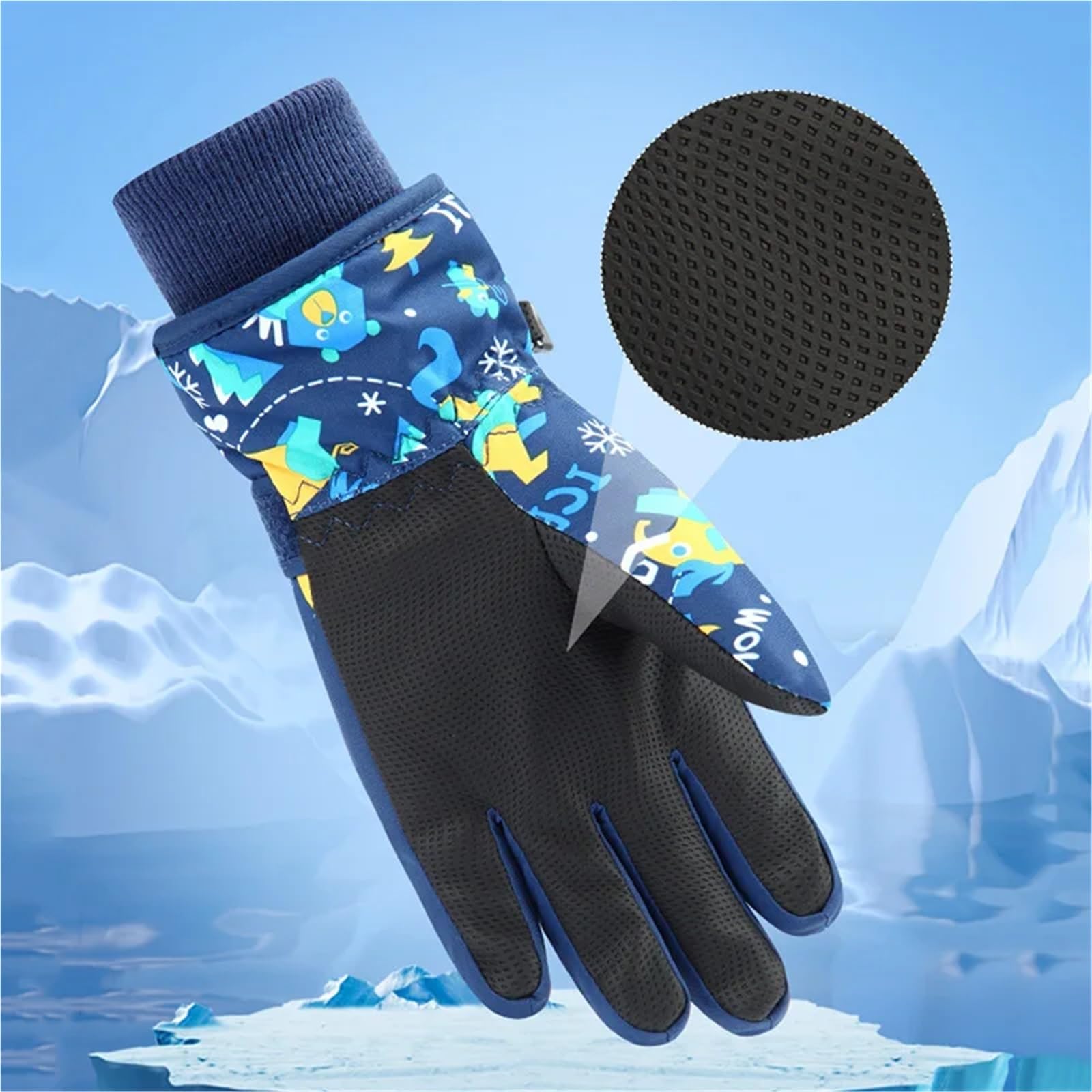 Guanti da Sci Invernali for Bambini, Guanti Impermeabili ispessiti con Dita Divise for Ragazzi e Ragazze (età 4-6), Guanti da Neve Caldi(4-6Y Pink)