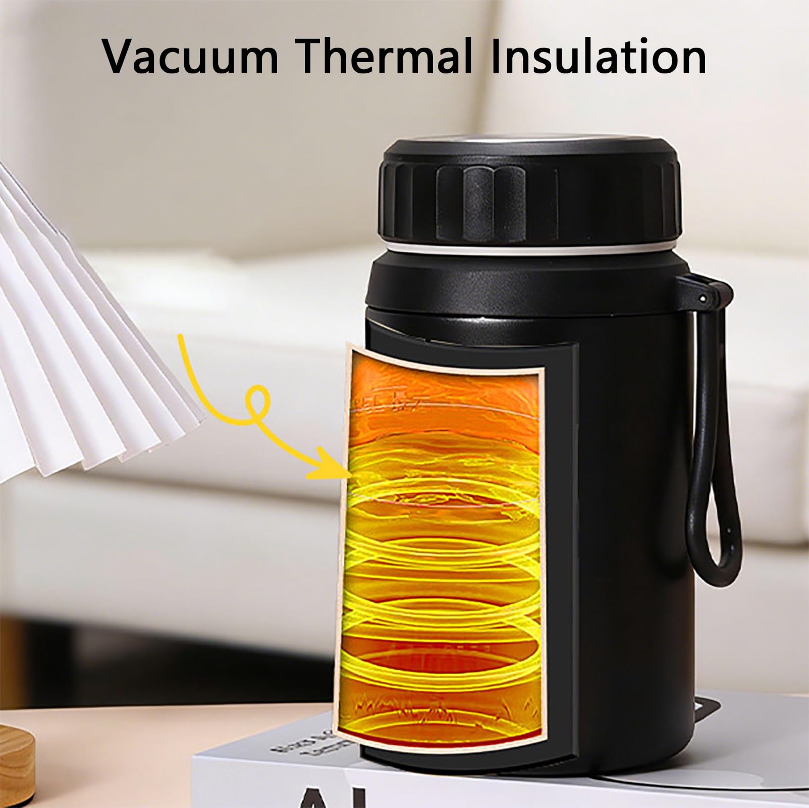 1200ml / 40.5oz, Vaso Termo, Taza Termica, Gran Capacidad, Mantiene El Calor y El Frío, Ideal para Viajes, Senderismo y Acampada(White)