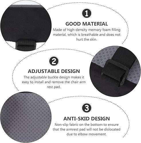 Miniatura 2 de Soporte ergonómico para brazo de escritorio, almohadillas ergonómicas de espuma viscoelástica para silla de oficina, fundas para reposabrazos para