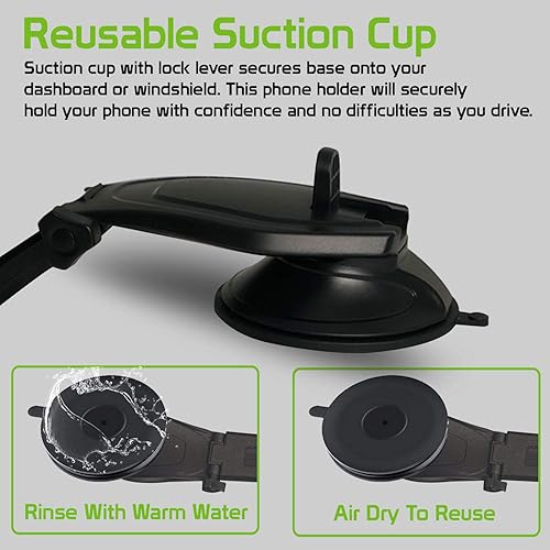 Miniatura 6 de Soporte para teléfono para tablero de automóvil, soporte para teléfono celular con ventosa fuerte, soporte universal compatible con iPhone de Apple,