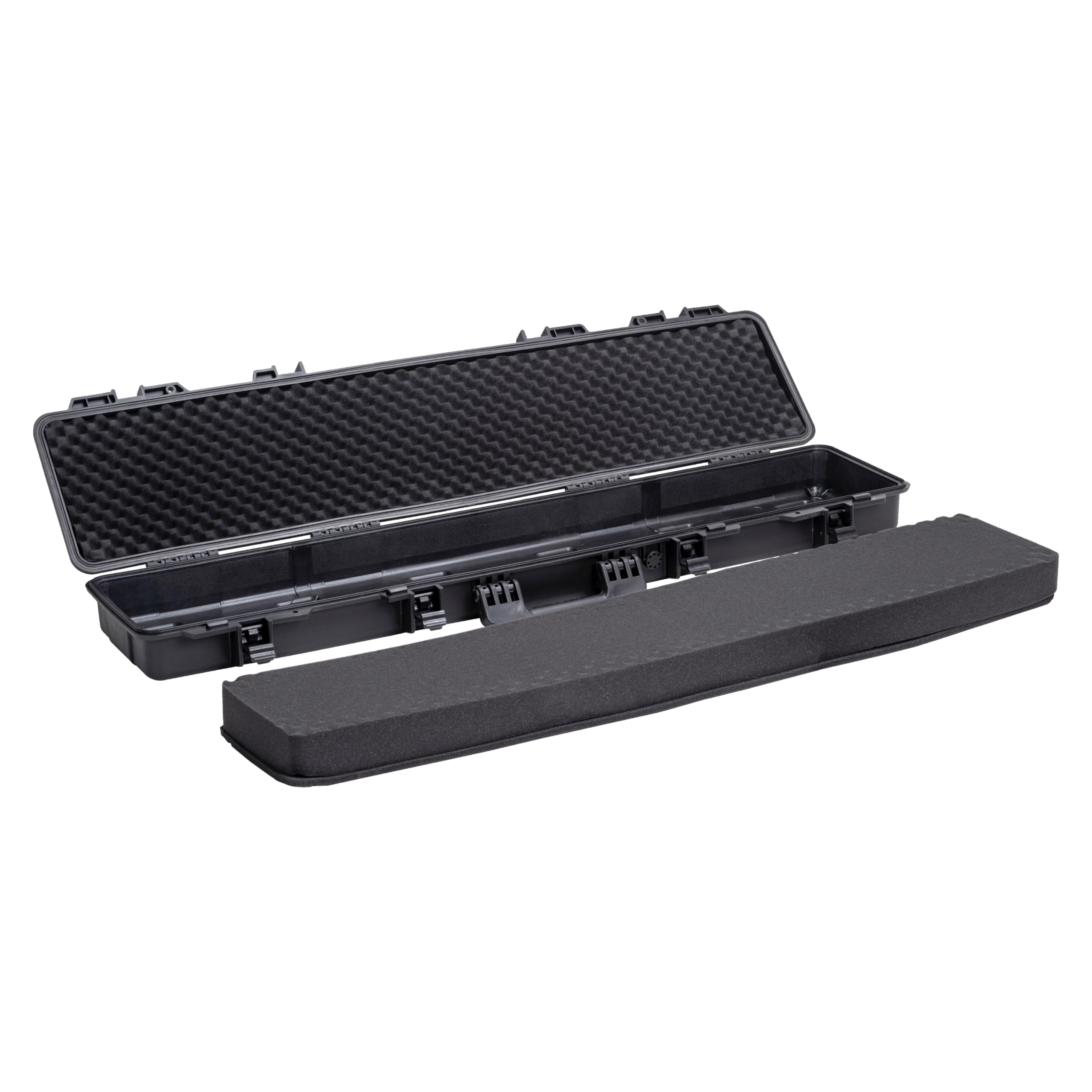 MEIJIA Lang - Professioneller IP67 Wasserdichter Hartschalen-Gewehrkoffer mit Herausnehmbare Pick-and-Pluck-Schaumstoffeinlage,Schwarz