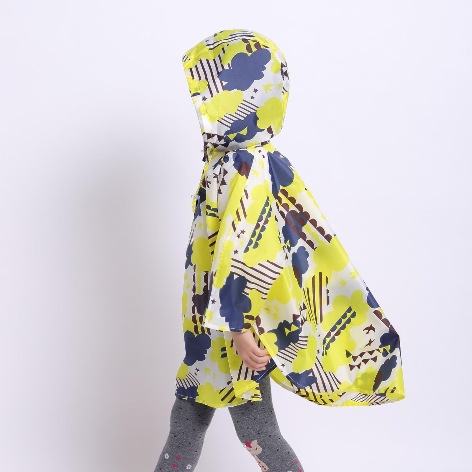 Cape Pluie Enfant, Imperméable pour Jeunes Filles Pluie Veste Enfant Mode Poncho à Capuche léger pour activités extérieures et Jeux sous la Pluie avec Motifs animés Amusants