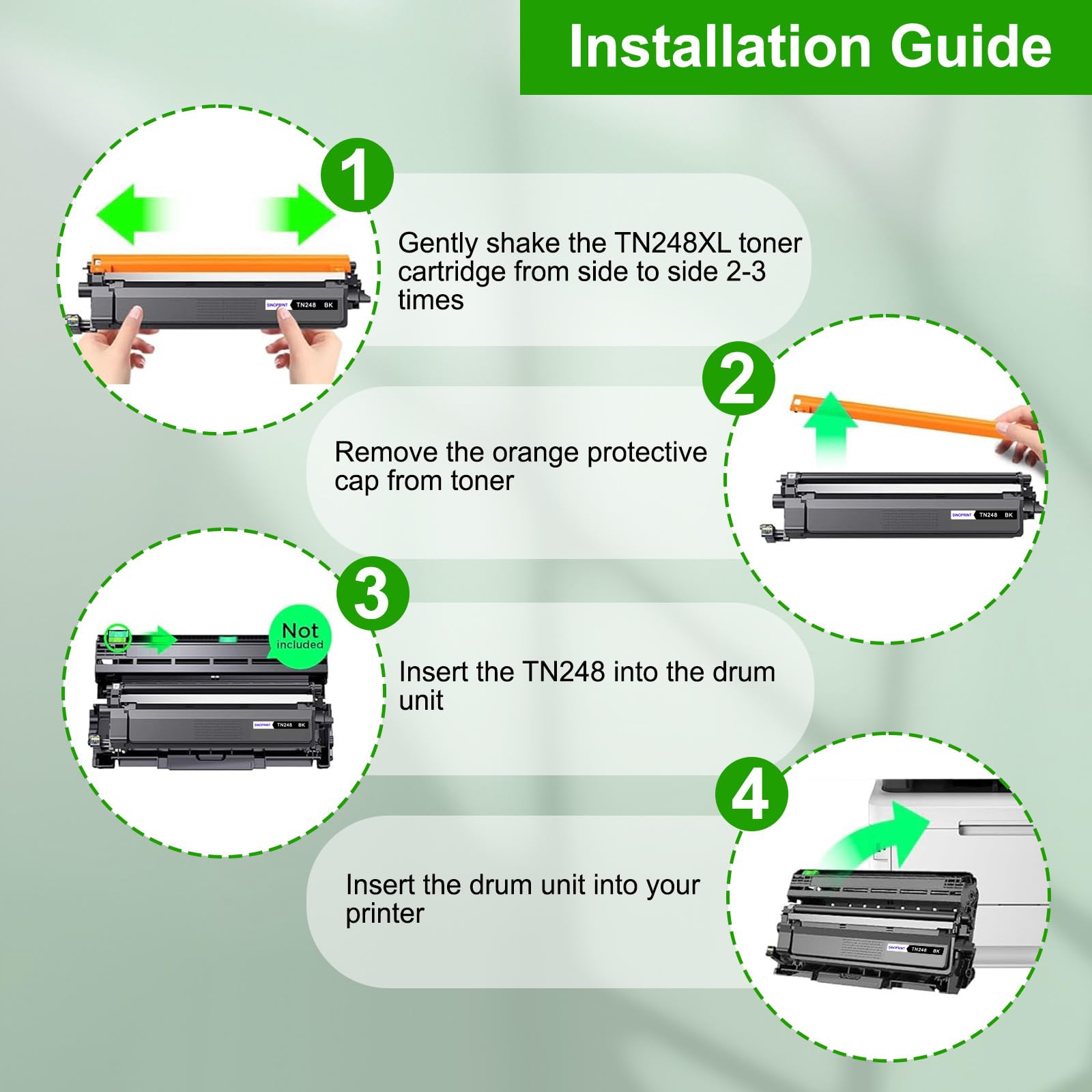 TN248 Toner Compatibili per Brother TN248 TN-248XL TN-248VAL TN-248CMYK Brother MFC-L3760CDW DCP-L3560CDW MFC-L3740CDWE HL-L3240CDW HL-L3220CWE DCP-L3520CDWE MFC-L8390CDW MFC-L8340CDW