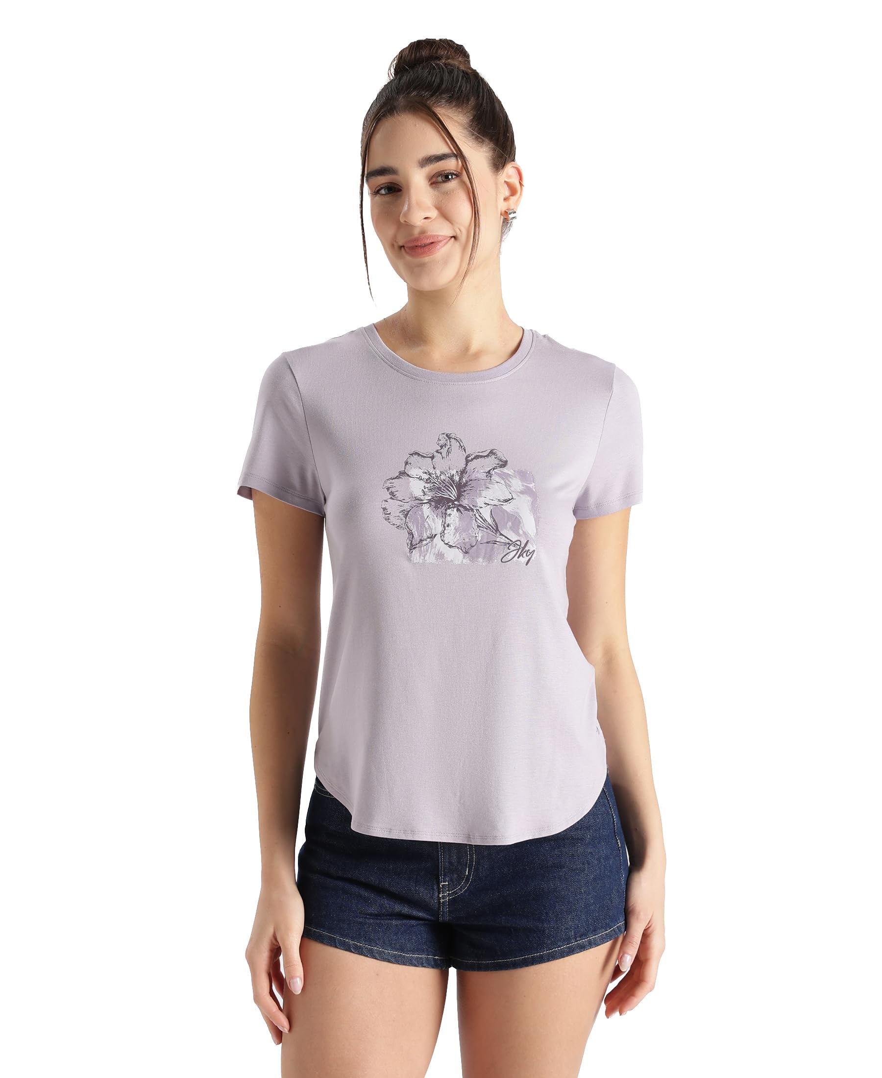 jockey IW31 Women's Micro Modal Fiber Stretch Relaxed Fit Solid Round Neck Half Sleeve T-Shirt with Curved Hem (Prints May Vary)-picture-25