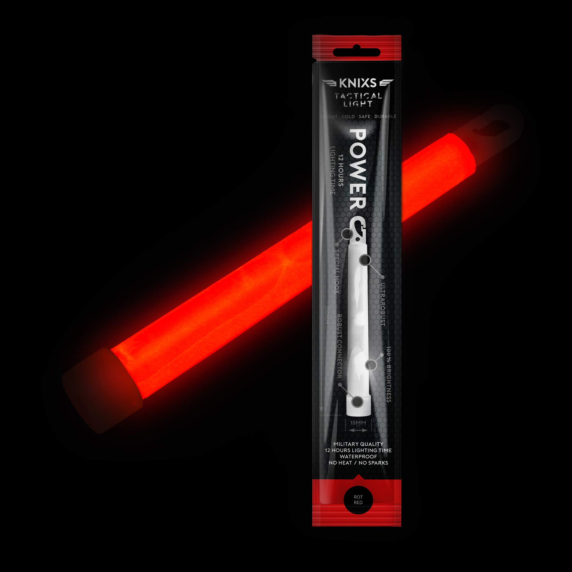 Produktbild von 50er Set KNIXS Power-Knicklichter Tactical Light – Weiß Leuchtend, 15 Cm, Militärstandard, Einzeln Verpackt, 12+ Std. Leuchtdauer