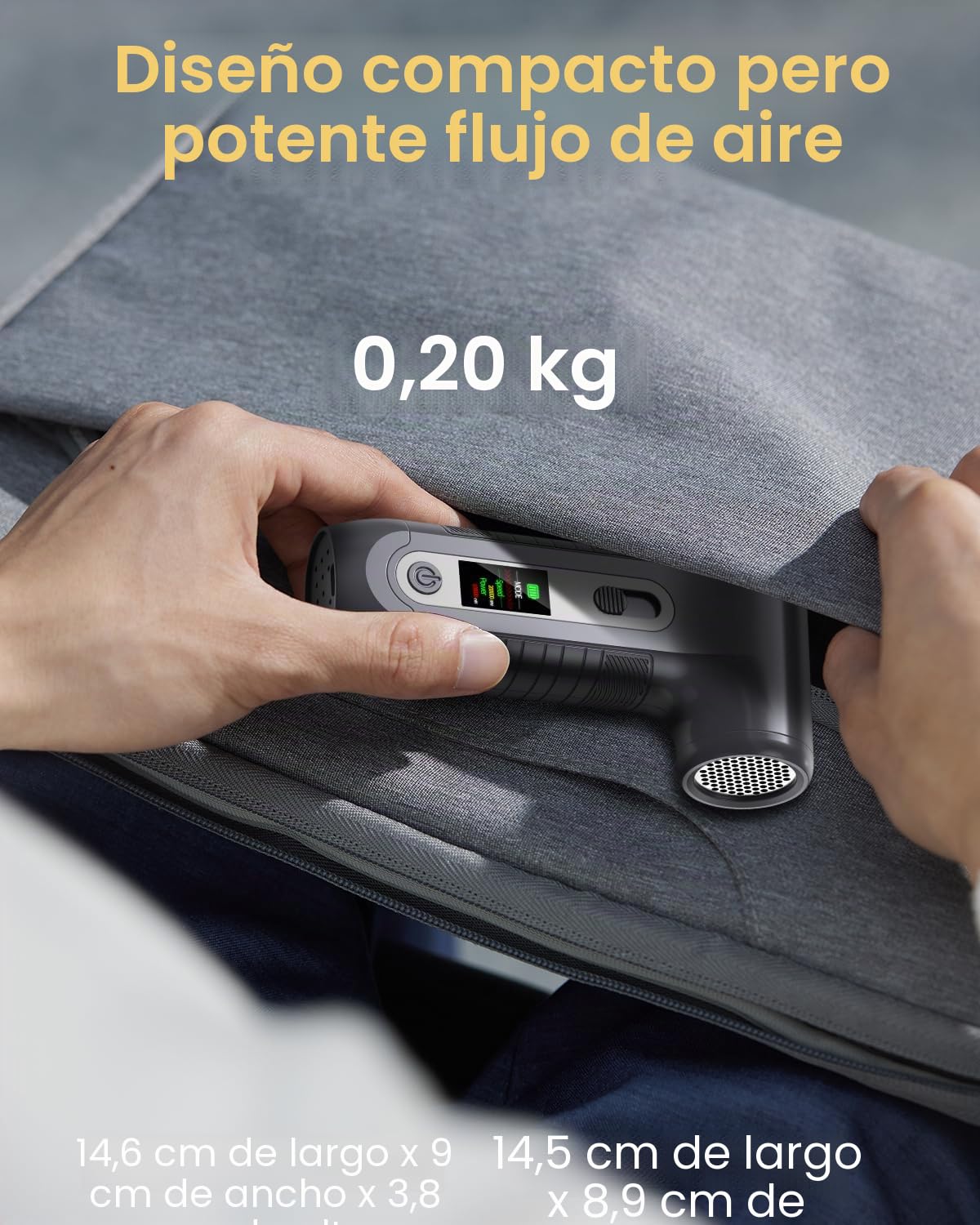 Soplador de Aire Potente con Pantalla Digital HD - Air Duster 200000 RPM con Luz LED, Batería 6000 mAh, Aire Comprimido Limpieza PC, Coche, Oficina, Sustituto de Spray Aire Comprimido, W06-Plata