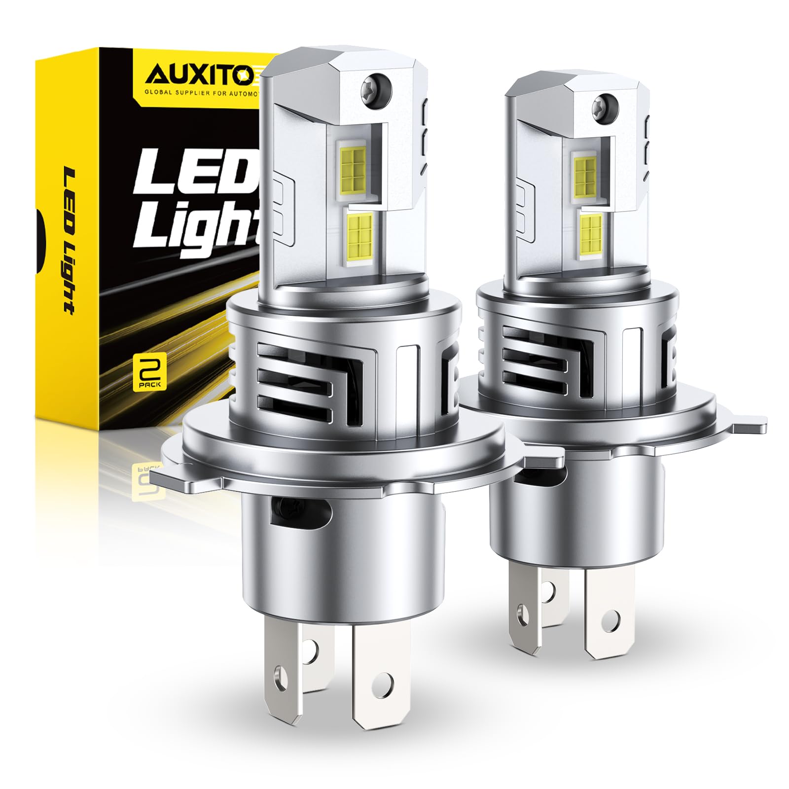 AUXITO H4 Hi/Lo LEDヘッドライト 車用 新基準車検対応 LED H4ヘッドライト 高輝度LEDチップ搭載 爆光 3倍明るさUP 純正ハロゲンと発光点一致 高輝度6000K 12V車対応 定電流回路搭載 長寿命 放熱性静音 瞬間起動 ファンレス2個入り ホワイト AUXITO H4 Hi/Lo LEDヘッドライト 車用 新基準車検対応 LED H4ヘッド