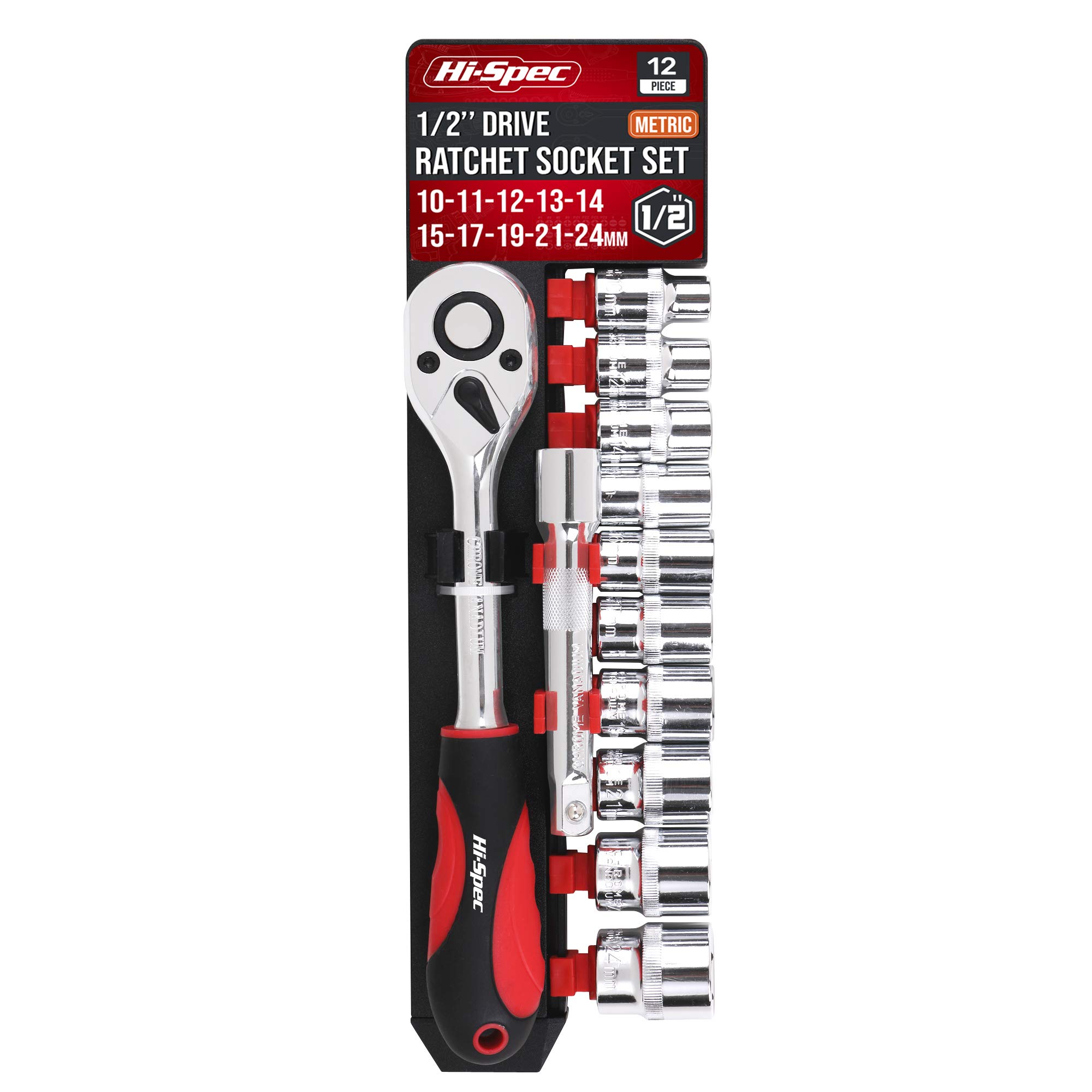 Buy HiSpec 12 Piece 1/2" Drive Metric Socket Set with Ratchet Wrench