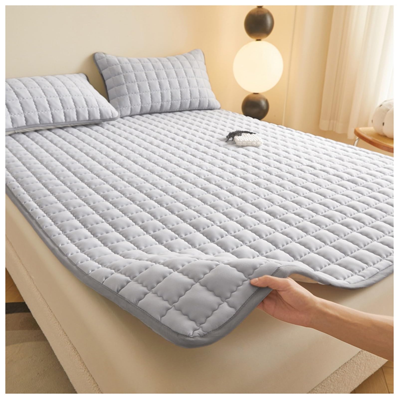 Japoński materac futon zwijana mata do spania antypoślizgowa i oddychająca idealna dla gości akademików studenckich sofy/fotele kempingowe (srebrny 150 x 200 cm)